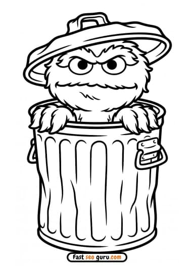 Oscar the Grouch: Easy Coloring Page & Pictures to Color