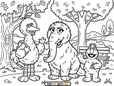 Big Bird & Snuffy: Easy Coloring Page & Pictures to Color