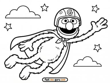 Super Grover Flying: Easy Coloring Page & Pictures to Color