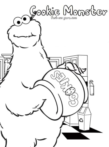 Printable Cookie Monster and the rest of the Sesame Street coloring pages