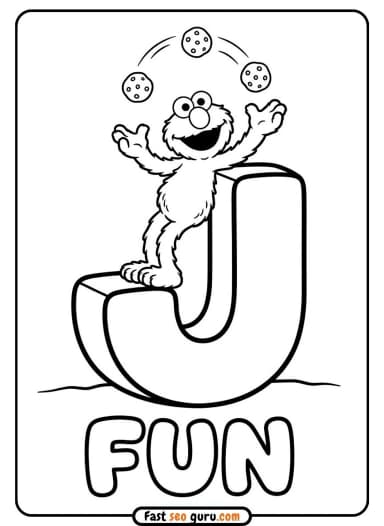 Sesame Street Letter J Fun Coloring Page – Free Educational Pictures to Color for Kids