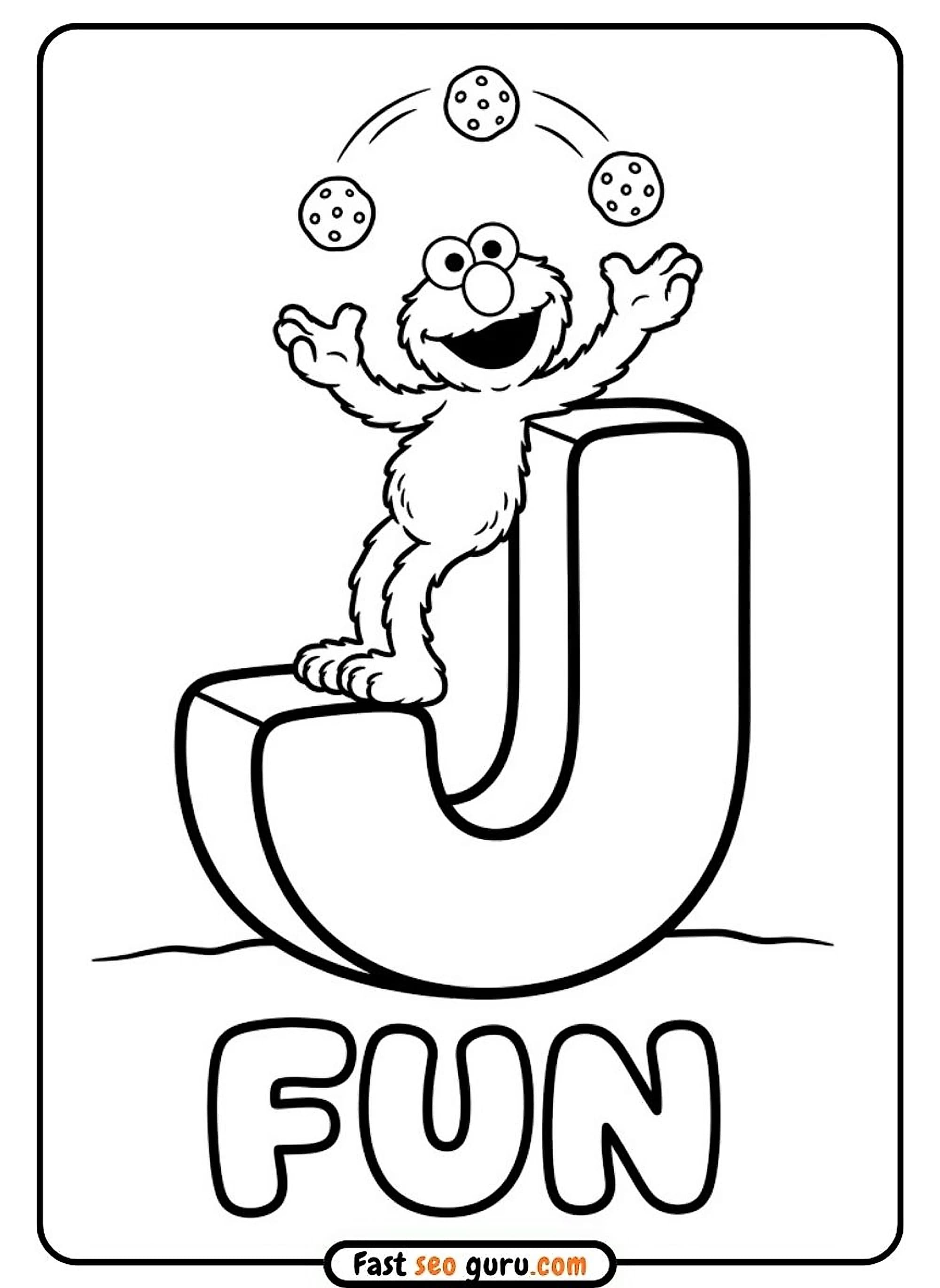 Sesame Street Letter J Fun Coloring Page – Free Educational Pictures to Color for Kids