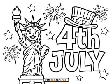 Statue of Liberty 4th of July Coloring Page – Free Printable for Kids