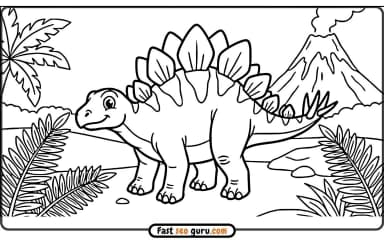 Cute Stegosaurus Easy Coloring Page – Free Printable for Kids