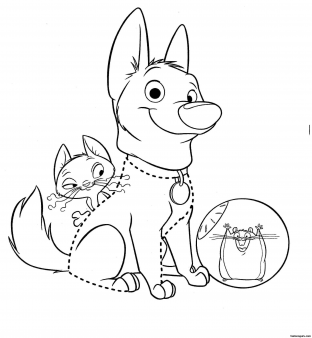 Printable Cartoon Bolt With Little Mouse Coloring Page