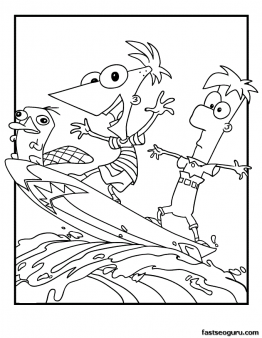 Printable Cartoon Phineas and Ferb coloring pages