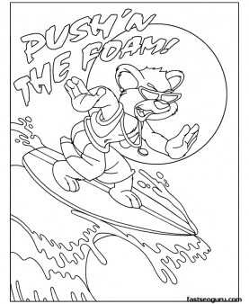 Printable animal Surfer Bear coloring pages