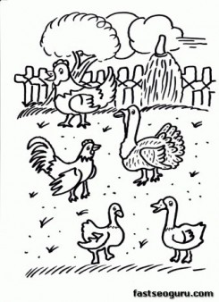 Farm chickens coloring page