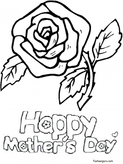 Printable Red roses for happy Mothers Day coloring pages