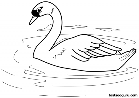 Printable bird swan coloring pages