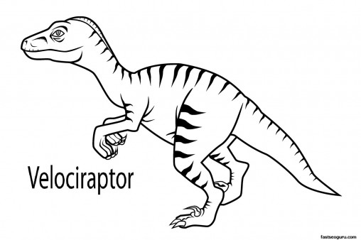 Printable dinosaur velociraptor coloring in sheets
