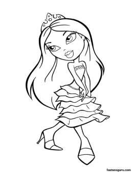 Printable princess bratz coloring page source kew