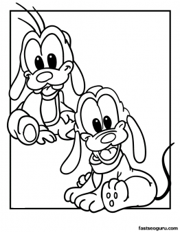 Printable Goofy and Pluto Disney Babies Coloring Pages