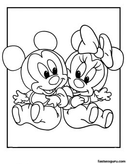 Printable Mickey and Minnie Disney Babies Coloring Pages