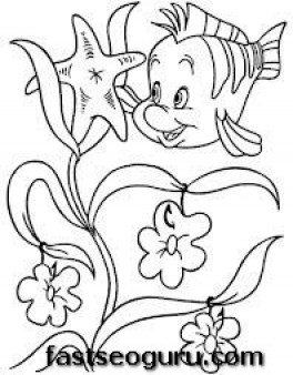 Printable Flounder the Little Mermaid  Coloring Pages For Girls