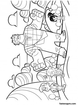 Fix-It Felix Jr, King Candy, Wreck-It Ralph and Vanellope coloring pages