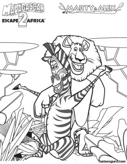 Printable madagascar 2 Marty and Alex coloring pages