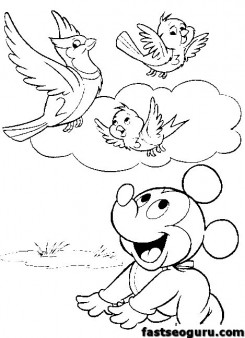 printable mickey mouse baby coloring pages
