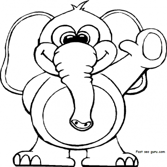 Printable Animal Elephant waving Coloring Pages