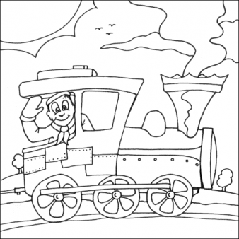 Print out coloring pages Steam Train for kids