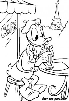 Printable donald duck eiffel tower in paris coloring pages