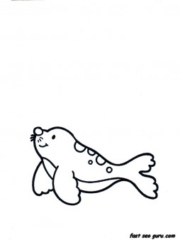 Printable sea animals little seal coloring in sheet