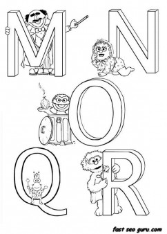 Printable Alphabet Sesame Street coloring in worksheets