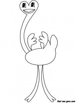 Printable Africa Animals Birds Ostrich coloring Pages