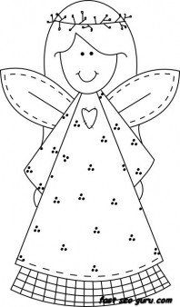 Print out Christmas smile face angel coloring pages