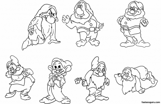 Printable The Seven Dwarfs from Snow White coloring pages