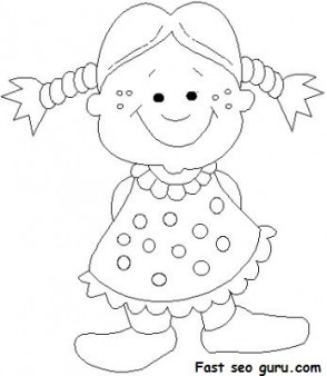 Print out girl doll smiles coloring pages