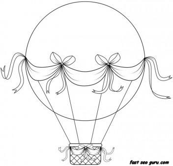 Print out Hot Air Balloon coloring in sheets