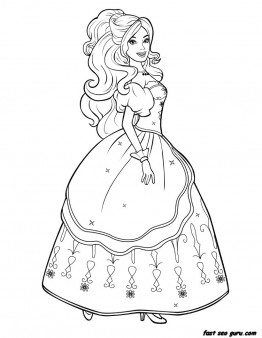 Printable characters beautiful Barbie colouring pages