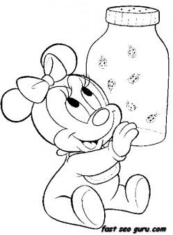 Printable disney characters baby Minnie Mouse coloring pages