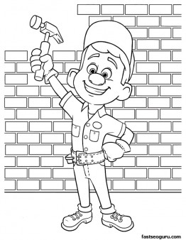 Printable wreck it ralph Felix with his magic hammer coloring pages