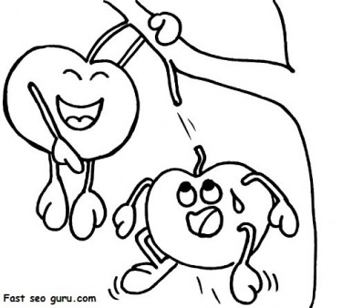 Print out funy Apple face coloring book pages