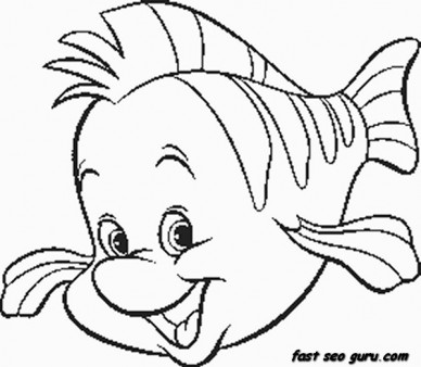 Printable disney The Little Mermaid Flounder coloring pages