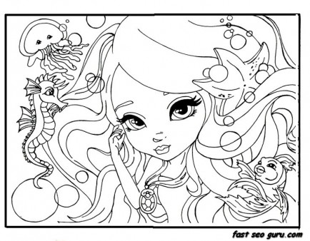 Printable beautiful face barbie coloring pages