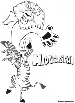 Printable madagascar 3  Alex and Marty are having fun coloring pages