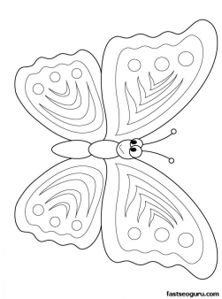 Printable insects Happy Butterfly coloring sheet