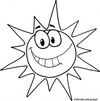 Printable cartoon character smiling sun coloring pages