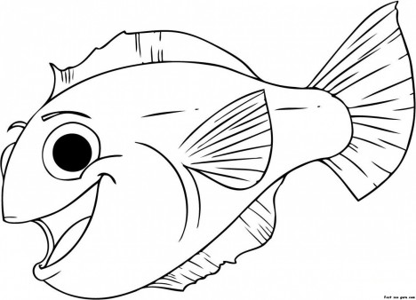 Print out happy aquarium fish coloring pages