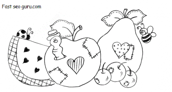 Print out insects worm in apple coloring pages