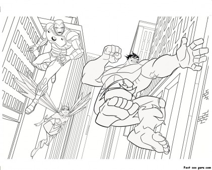 Printable the avengers Iron Man Hulk coloring pages