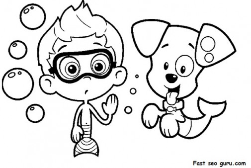 Printable bubble guppies Nonny and Bubble Puppy coloring pages