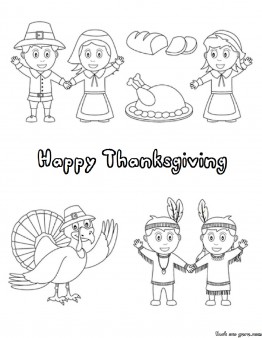Printable happy Thanksgiving Day Coloring page