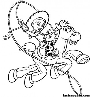 Toy story 3 Jessie and Bullseye print coloring pages
