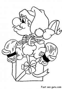 Printable Elf  packages christmas gifts coloring page