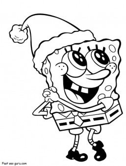 Printable Merry Christmas Spongebob coloring pages