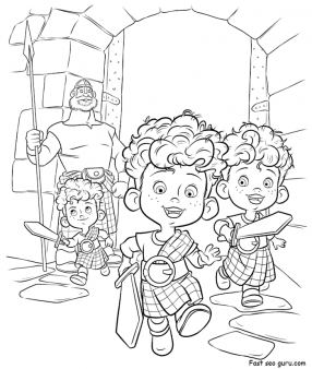 Print out Brave Harris Hubert and Hamish coloring pages